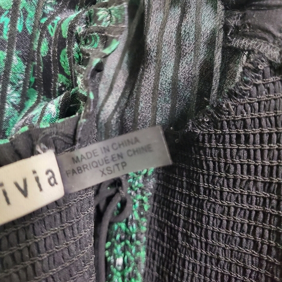 ALICE + OLIVIA Smocked Green Floral Long Sleeve Mini Dress Size XS - Picture 9 of 13